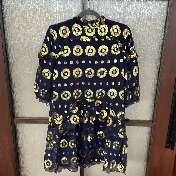SALONI
Navy Gold Tilly Ruffle Dress in size 4 - Picture 11 of 12
